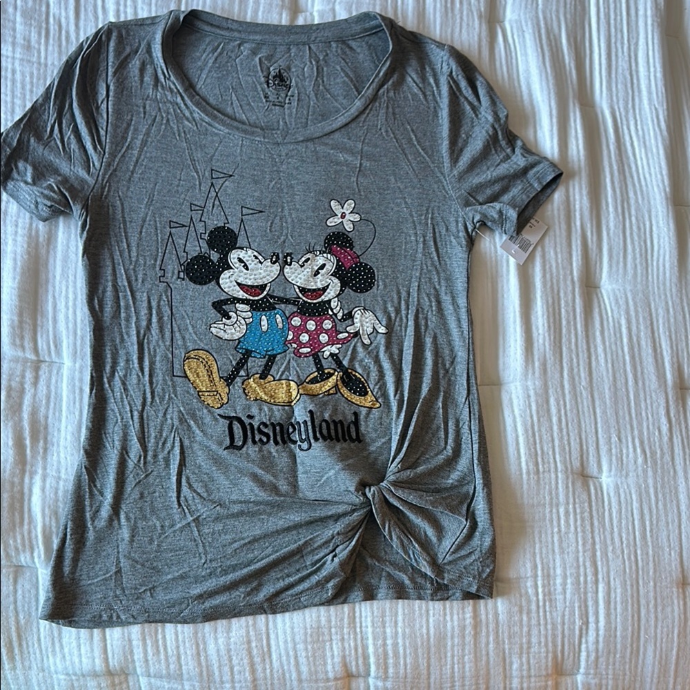 New Women’s Size XS Disney Gray T-Shirt with Mickey and Minnie.